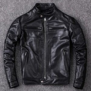 Buy Vegetable Tanned Sheepskin Biker Leather Jacket Black - The Jacket Place
