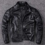 Black Vegetable Tanned Sheepskin Biker Leather Jacket for Men - The Jacket Place