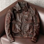 Buy Vintage Genuine Cowhide Leather Jacket for Men in Brown