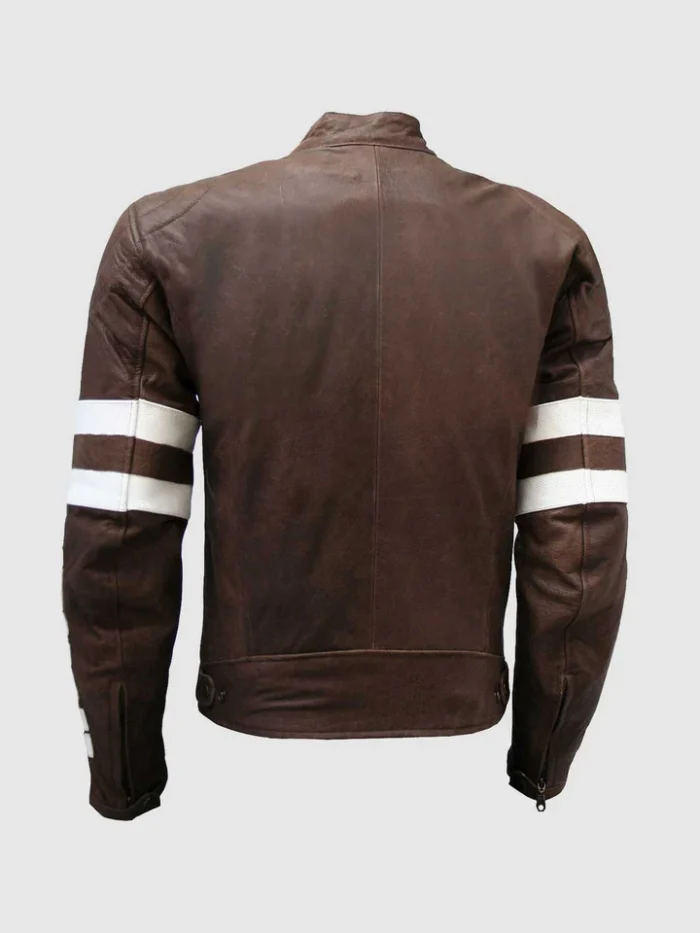 Unique Vintage Look Distressed Men Brown Leather Jacket