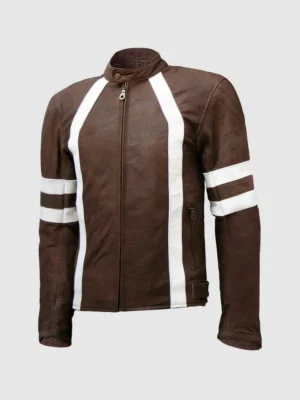 Buy Unique Vintage Look Distressed Men Brown Leather Jacket