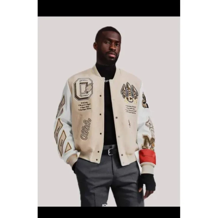 AC MILAN VARSITY BOMBER OFF WHITE JACKET