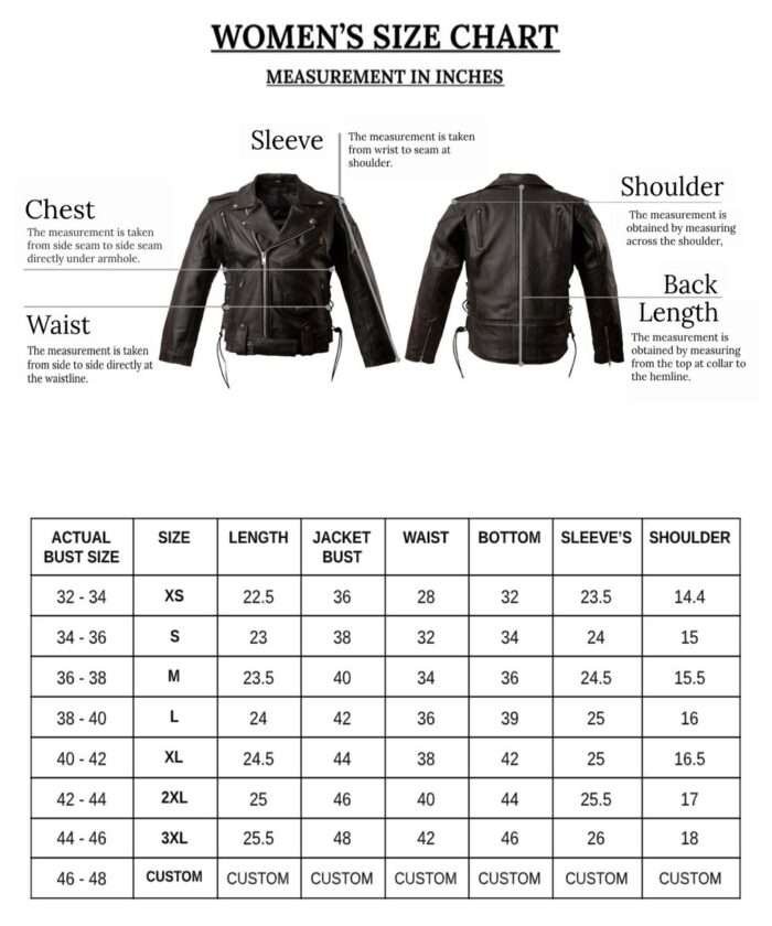 Size Chart The Jacket Place